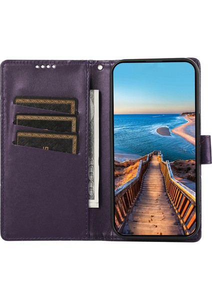 Samsung Galaxy M15 5g Kılıf Hattı Baskılı Deri Kapak Çevirin Mobil Aksesuarları -Mor (Yurt Dışından)