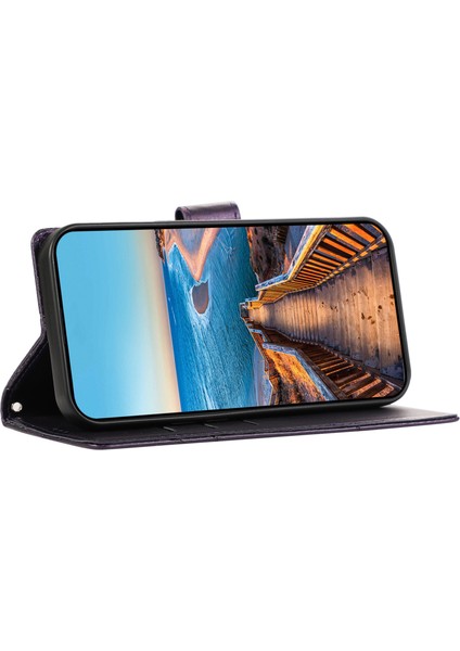 Samsung Galaxy M15 5g Kılıf Hattı Baskılı Deri Kapak Çevirin Mobil Aksesuarları -Mor (Yurt Dışından)