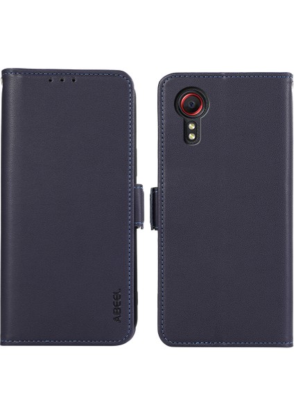 Samsung Galaxy Xcover 5 Standlı Kılıf Rfıd Engelleme Cüzdan Cep Telefonu Kapağı-Mavi (Yurt Dışından)