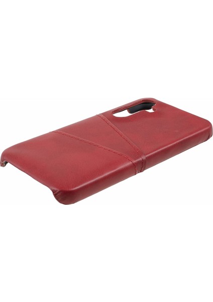 Samsung Galaxy S24+CASE Pu+Pc Düşme Önleyici Telefon Kılıfı 2 Kart Yuvalı-Kırmızı (Yurt Dışından)