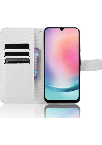 Samsung Galaxy M55 5g Kılıf Elmas Dokulu Pu Deri Cüzdan Telefon Kapağı Tpu Iç Kabuk-Beyaz (Yurt Dışından) fırsatları
