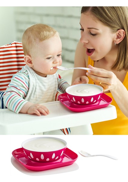 Mini Baby Mama Tabağı Kaşık Hediyeli Bebek Mama Kabı Bebek Tabağı