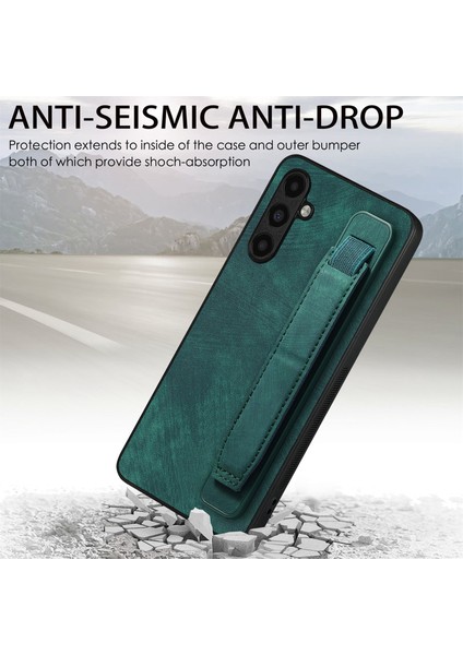 Samsung Galaxy A25 5G(GLOBAL)(161.0 x 76.5 x 8.3mm)Kılıf Bileklik Yumuşak Pu Deri+Tpu Telefon Kabuğu-Yeşil (Yurt Dışından)