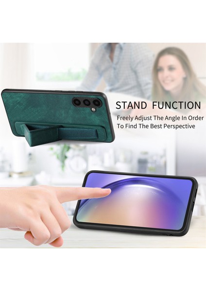 Samsung Galaxy A25 5G(GLOBAL)(161.0 x 76.5 x 8.3mm)Kılıf Bileklik Yumuşak Pu Deri+Tpu Telefon Kabuğu-Yeşil (Yurt Dışından)