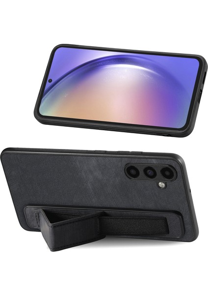 Samsung Galaxy A25 5G(GLOBAL)(161.0 x 76.5 x 8.3mm)Kılıf Bileklik Yumuşak Pu Deri+Tpu Telefon Kabuğu-Siyah (Yurt Dışından)
