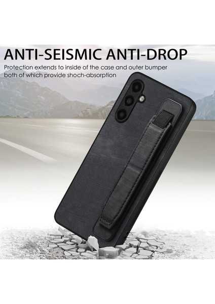 Samsung Galaxy A25 5G(GLOBAL)(161.0 x 76.5 x 8.3mm)Kılıf Bileklik Yumuşak Pu Deri+Tpu Telefon Kabuğu-Siyah (Yurt Dışından)