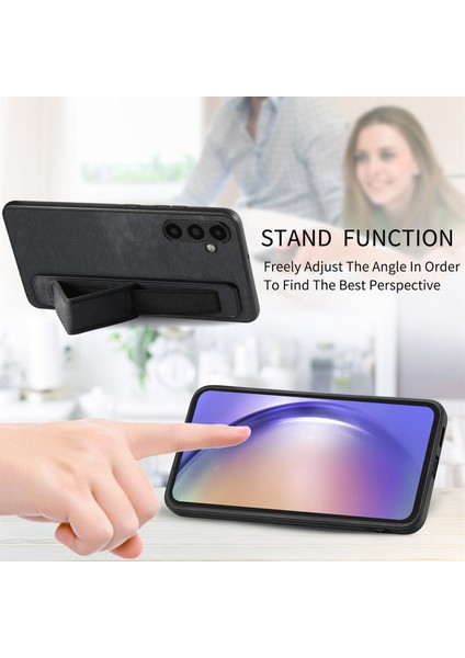Samsung Galaxy A25 5G(GLOBAL)(161.0 x 76.5 x 8.3mm)Kılıf Bileklik Yumuşak Pu Deri+Tpu Telefon Kabuğu-Siyah (Yurt Dışından)