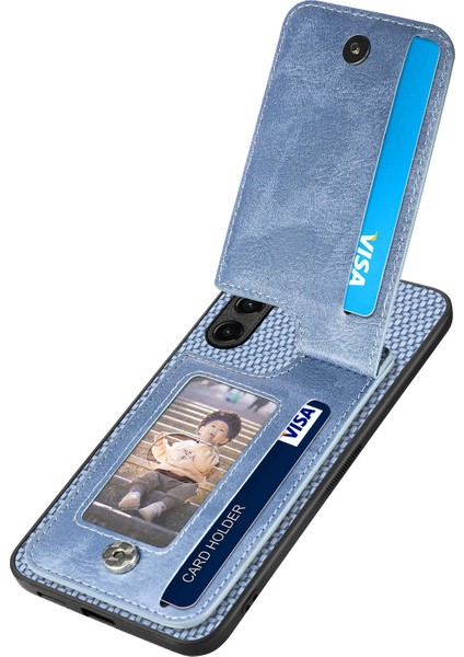 Samsung Galaxy A54 5g Kılıf Fermuarlı Cep Çizilmeye Dayanıklı Karbon Fiber Telefon Kapağı-Mavi (Yurt Dışından) fırsatları