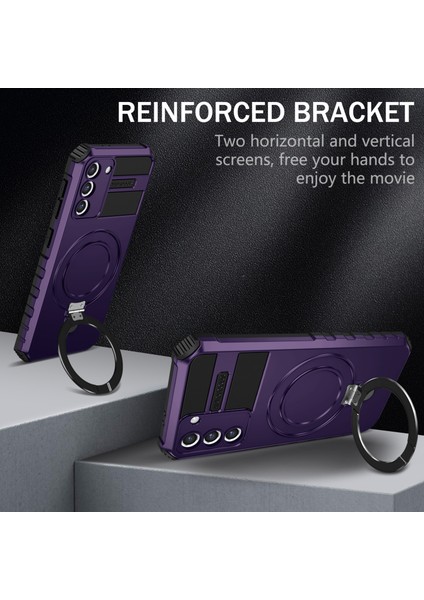 Samsung Galaxy S21 4g/5g Kılıf Pc+Tpu Kickstand Manyetik Telefon Koruma Kapağı-Mor (Yurt Dışından) modelleri