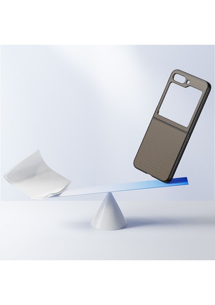 Samsung Galaxy Z Flip6 5g Kılıf Pu Deri + Pc Karbon Fiber Doku Telefon Kapağı Ekleme Mavi (Yurt Dışından)