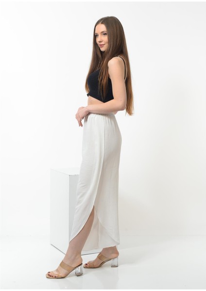 Kadın Yanı Yırtmaçlı Şalvar Pantolon Beyaz Renk indirimleri