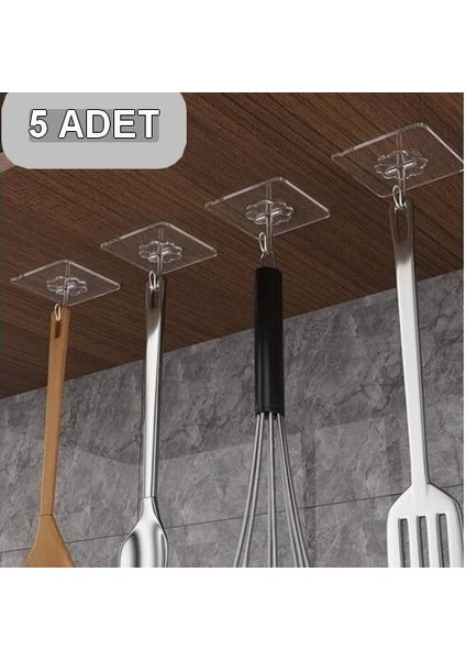 5 Adet 6X6CM Şeffaf Güçlü Kendinden Yapışkanlı Kapı Duvar Askıları Ağır Yük Taşıma fiyatları