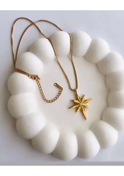 Altın / Gold Renk 42 + 5 cm Kutup Yıldızı Kolye
