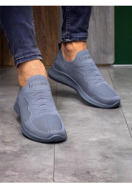 Bağcıksız Triko Spor Ayakkabı-Gri