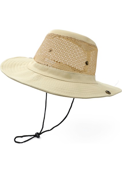 Nefes Alabilir Örgü Kova Şapka Düz Renk Katlanabilir Güneş Şapkası (Yurt Dışından)