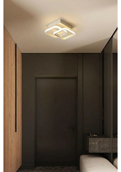 Selinay Modern Tasarım Beyaz Renk Salon Mutfak Hol Beyaz LED 2 Li Avize