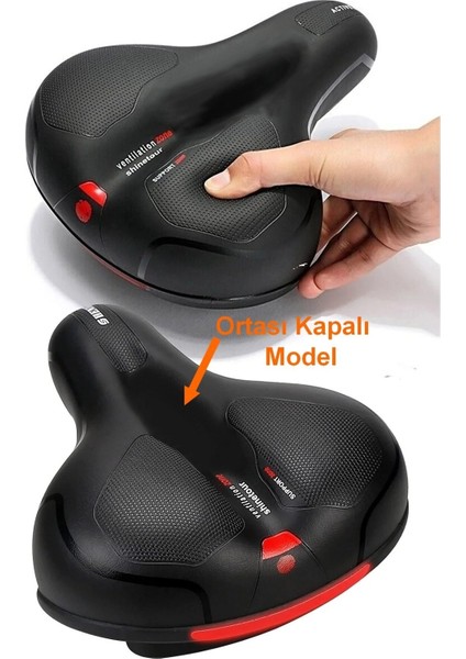 Bisiklet Selesi Ortası Kapalı Model Su Geçirmez Bisiklet Oturağı Reflektörlü Yumuşak Sele