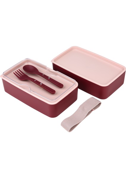 Jumbo Dikdörtgen Iki Katlı Lunch Box Beslenme Saklama Kutusu - Bordo fiyatları