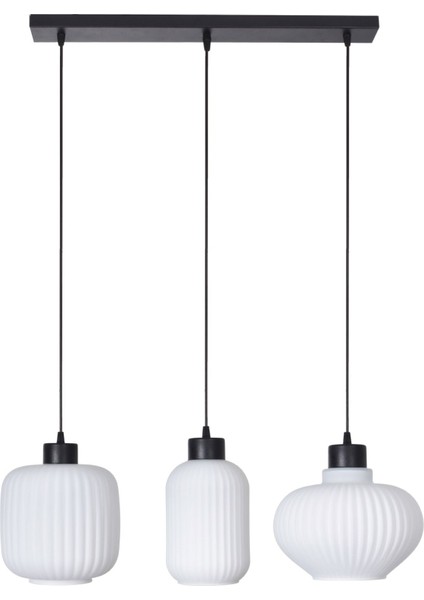 Maksim Modern Tasarım Cafe - Mutfak - Salon - Oturma Odası Siyah Renk Camlı 3 Lü Avize
