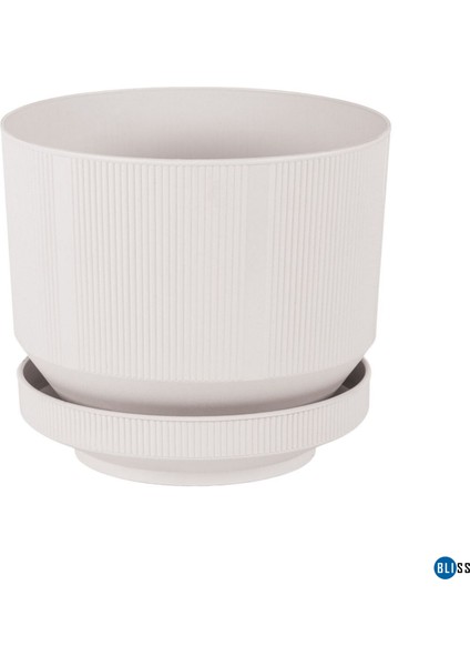 6 Litre Gri Dekoratif Lüks Saksı Iç Dış Mekan Tabaklı Plastik Çiçek Saksısı