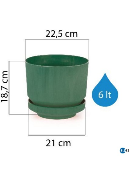 6 Litre Gri Dekoratif Lüks Saksı Iç Dış Mekan Tabaklı Plastik Çiçek Saksısı fiyatları