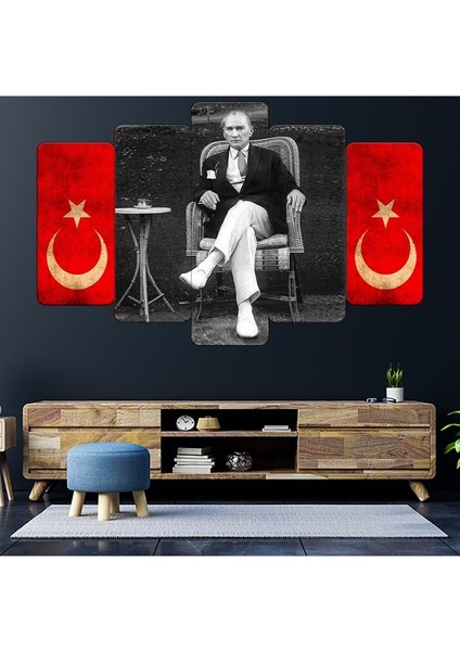 Zevahir Mobilya Dekorasyon Mustafa Kemal Atatürk ve Bayrak Solmaz Mdf Tablo