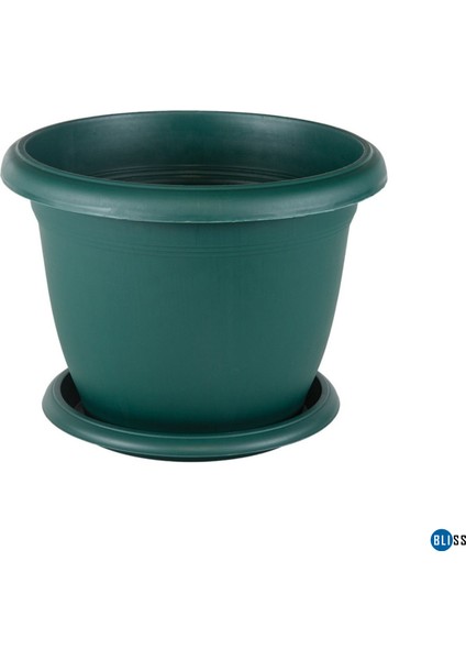 Yeşil Dekoratif Tabaklı Küçük Boy Villa Saksı 1,6 Lt