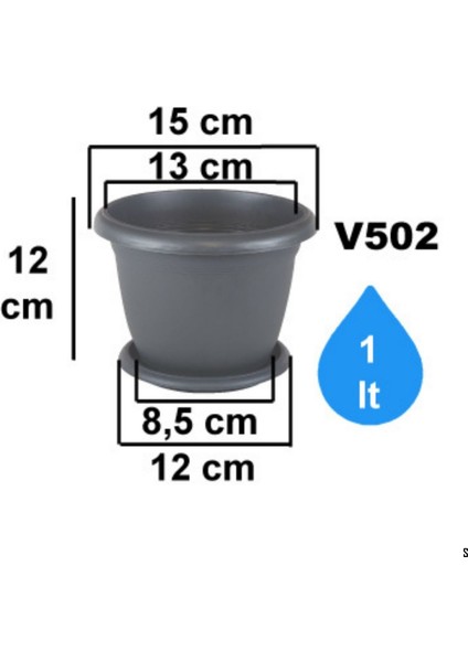 Kiremit Dekoratif Tabaklı Küçük Boy Villa Saksı 1 Lt