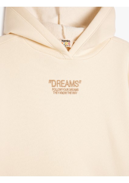 Kapşonlu Sweatshirt Slogan Işleme Detaylı Uzun Kollu modelleri