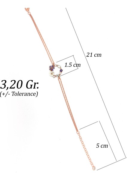 Minimalist Çiçek Bahçesi 925 Ayar Gümüş Kırmızı Renk Zarif Bileklik