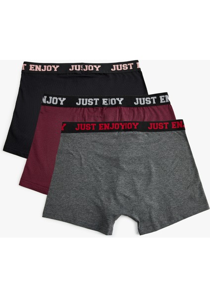 3'lü Boxer Seti Slogan Baskılı Çok Renkli Pamuklu fiyatları