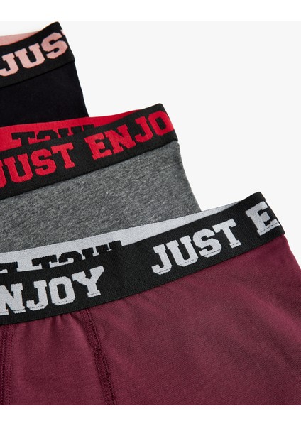 3'lü Boxer Seti Slogan Baskılı Çok Renkli Pamuklu indirimleri