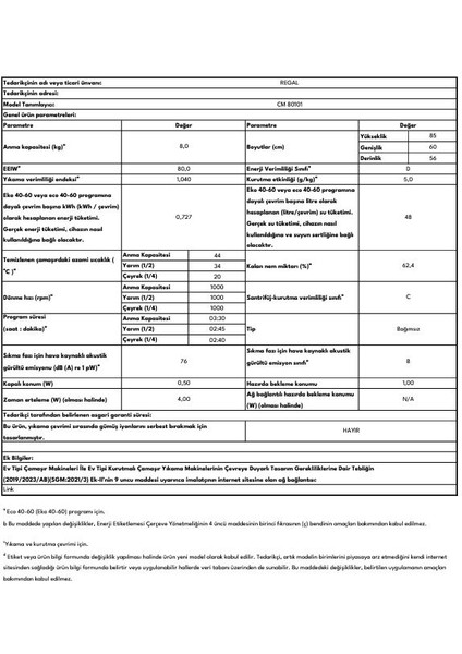 cm 80101 D Enerji Sınıfı 8 kg 1000 Devir Çamaşır Makinesi