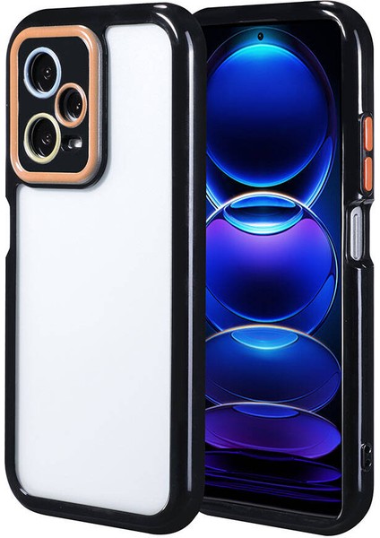 Case 4U Xiaomi Redmi Note 12 Pro 5g Kılıf Kamera Korumalı Renkli Kenar ve Çerçeve Tasarımlı Vitamin Kapak Siyah