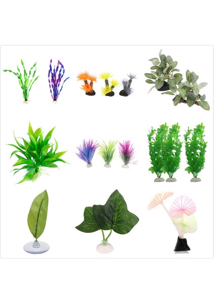 Yeşil Stil Yapay Plastik Su Tesisi Çim Akvaryum Süslemeleri Bitkiler Balık Tankı Çim Çiçek Süsleme Dekor Su Aksesuarları (Yurt Dışından) fiyatları