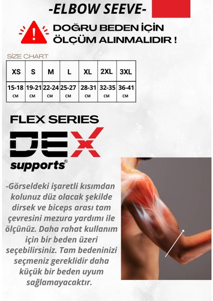 Dex Supports Elbow Sleeve Antrenman Dirsekliği, Lifting Straps Pro 2'li Paket