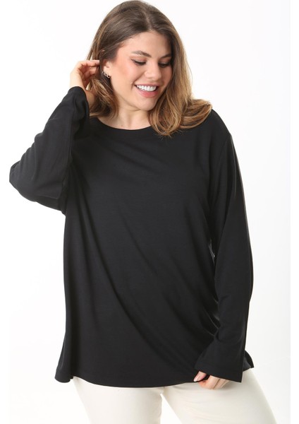 Kadın Büyük Beden Eflatun Bisiklet Yakalı Uzun Kollu Bluz 65N37498 fiyatları