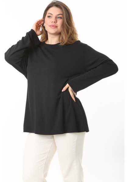 Kadın Büyük Beden Eflatun Bisiklet Yakalı Uzun Kollu Bluz 65N37498 fırsatları