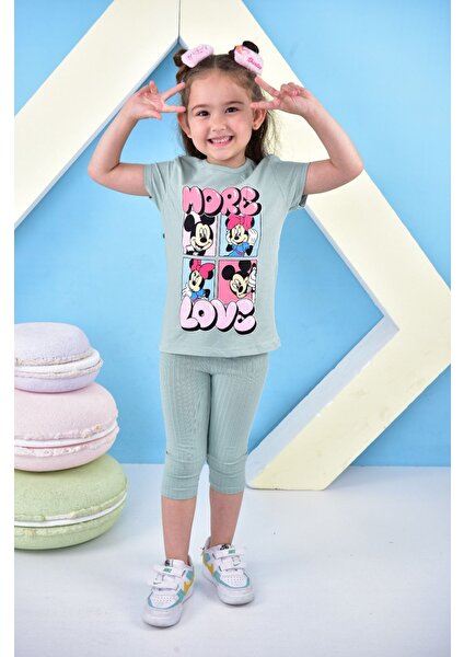 Tunays Shopping Kız Çocuk Tshirt Minie Mouse More Basklı Taytlı Takım