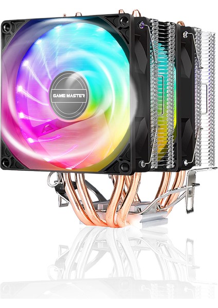 GM-420 4 Bakır Borulu 2 Rgb Fanlı Kule Tipi Siyah Cpu Fan