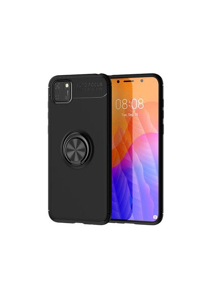 Huawei Y5P Ultra Koruma Sağlayan Stant Özellikli Yüzüklü Ravel Silikon Kılıf