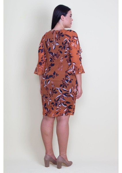 Kadın Taba Yaka ve Kol Detaylı Astarlı Şifon Elbise 65N18213