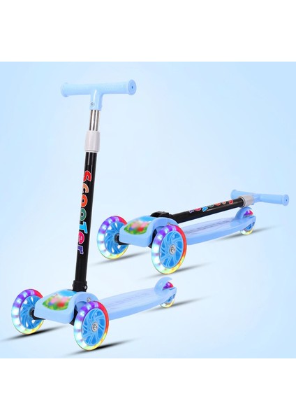 Çocuk Scooter'ı 2-8 Yaşında Üç Tekerlekli Yanıp Sönen Tekerlekli Scooter Katlanır (Yurt Dışından)