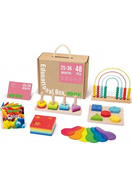 Ahşap Eğitici Kutu Çocuk El Becerisi Geliştirici Montessori Oyun Seti 48 Parça