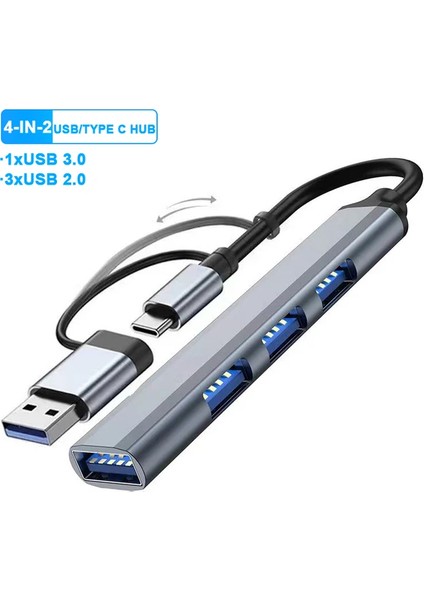 Orıgınal 2-In-1 4 Port Type C USB 3.0 Hub For Mac Book Pro Air Otg USB 3.0 Adapter Rapid USB Hub