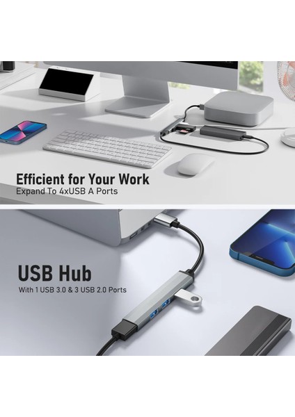 Orıgınal 2-In-1 4 Port Type C USB 3.0 Hub For Mac Book Pro Air Otg USB 3.0 Adapter Rapid USB Hub