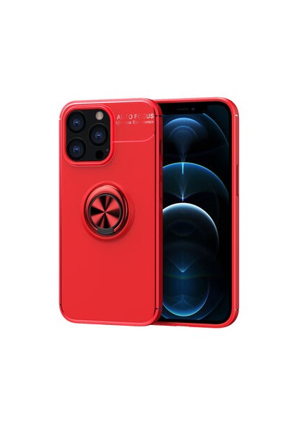 iPhone 14 Pro Ultra Koruma Sağlayan Stant Özellikli Yüzüklü Ravel Silikon Kılıf