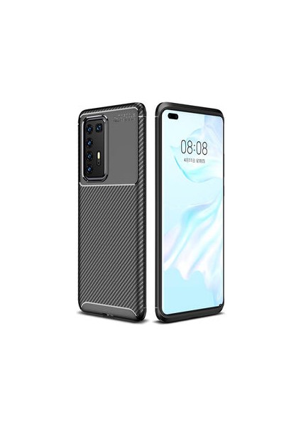 Techno Guru Huawei P40 Pro Gofret Desenli Ultra Koruma Sağlayan Negro Silikon Kılıf