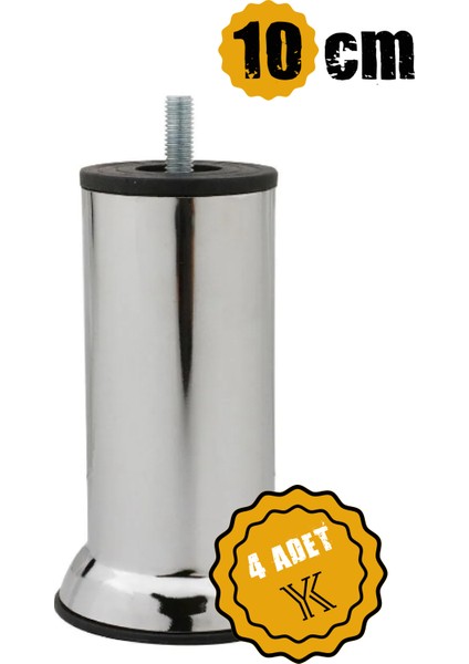 Baza Ayağı Koltuk Ayağı Yükseltme Ayağı Metal Ayak 4 Adet 10 cm (3/8 Kalın Diş)