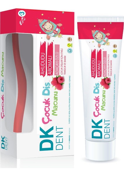 Ahududulu Çocuk Diş Macunu 50 ml + Diş Fırçası Hediye ( 1 Adet )